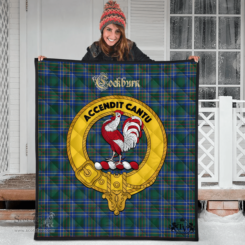 Scottish Cockburn Ancient Clan Tartan Quilt - Crest Gold Style Scottish Plaid Tartan Plaid