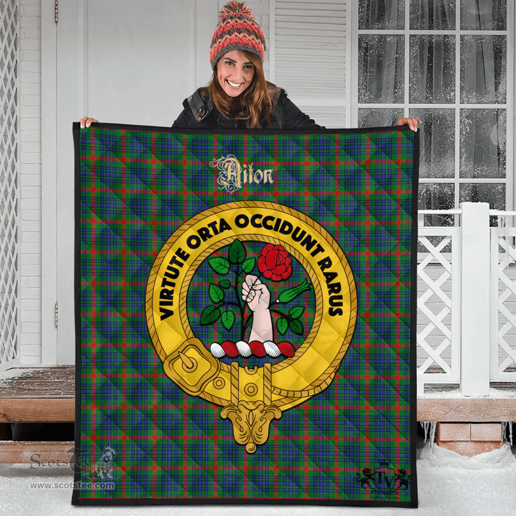 Scottish Aiton Clan Tartan Quilt - Crest Gold Style Scottish Plaid Tartan Plaid