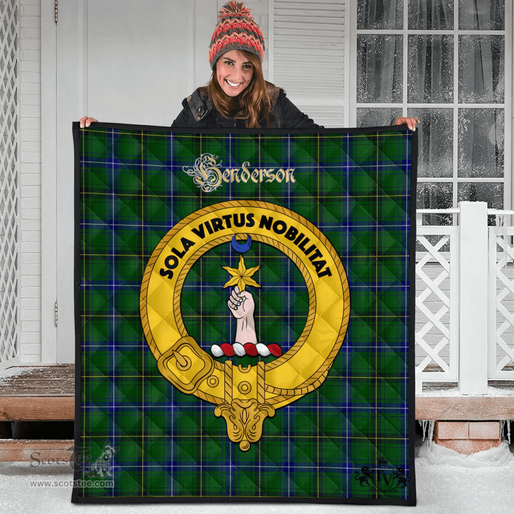 Scottish Henderson Modern Clan Tartan Quilt - Crest Gold Style Scottish Plaid Tartan Plaid