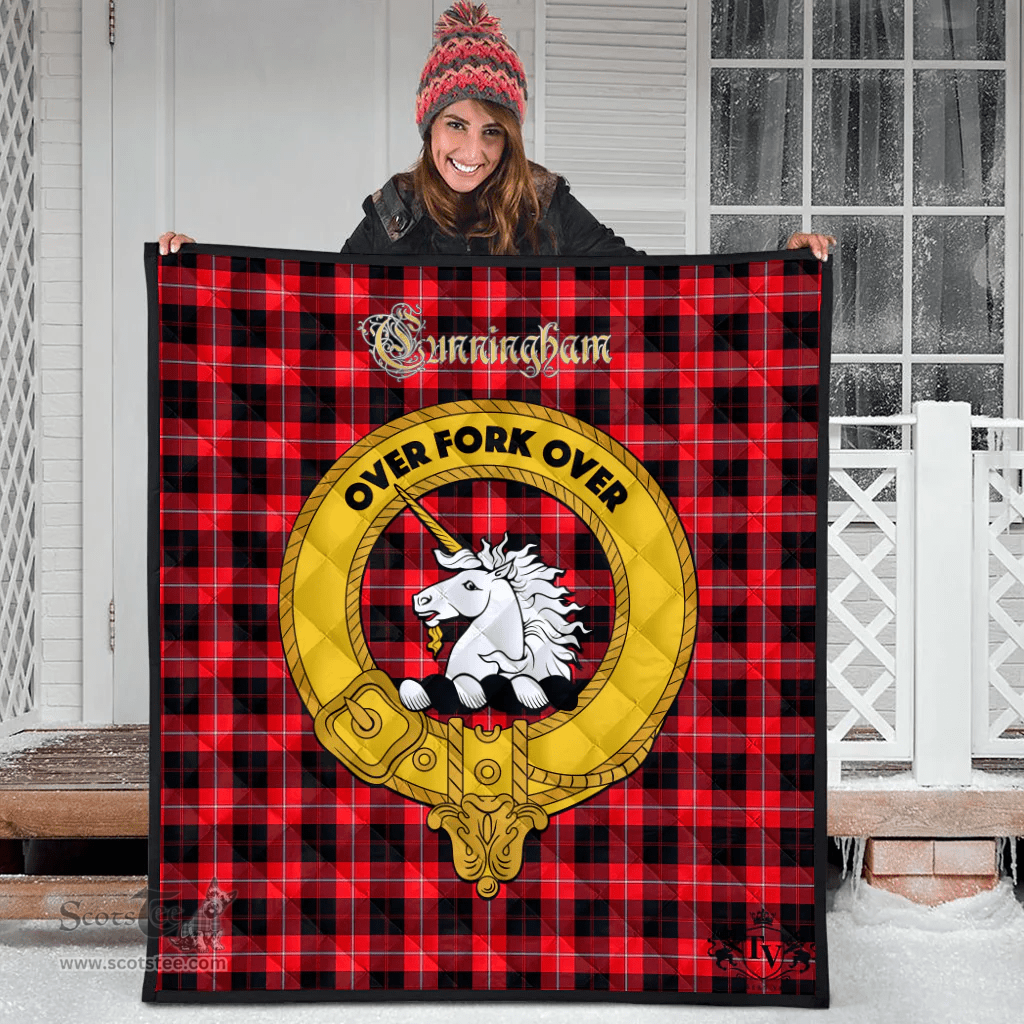 Scottish Cunningham Modern Clan Tartan Quilt - Crest Gold Style Scottish Plaid Tartan Plaid