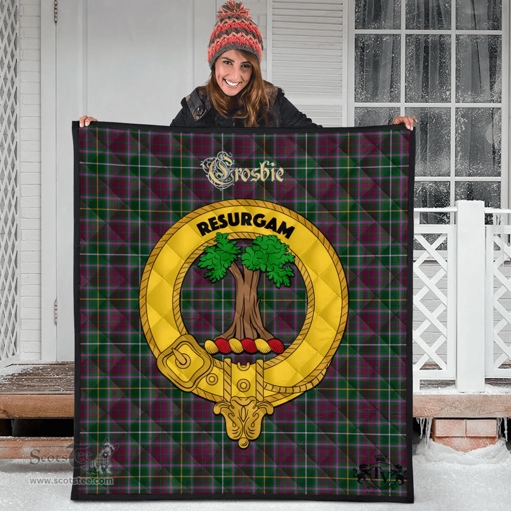 Scottish Crosbie Clan Tartan Quilt - Crest Gold Style Scottish Plaid Tartan Plaid