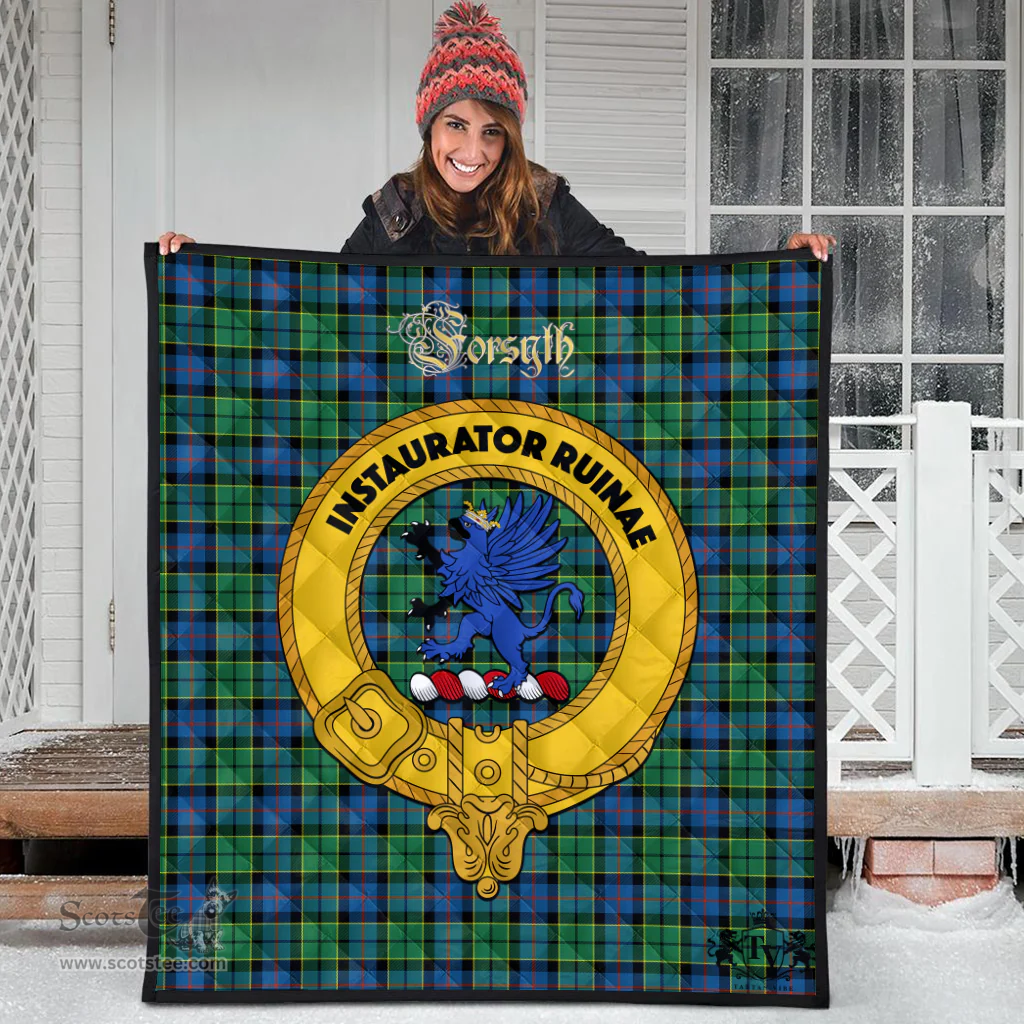 Scottish Forsyth Ancient Clan Tartan Quilt - Crest Gold Style Scottish Plaid Tartan Plaid