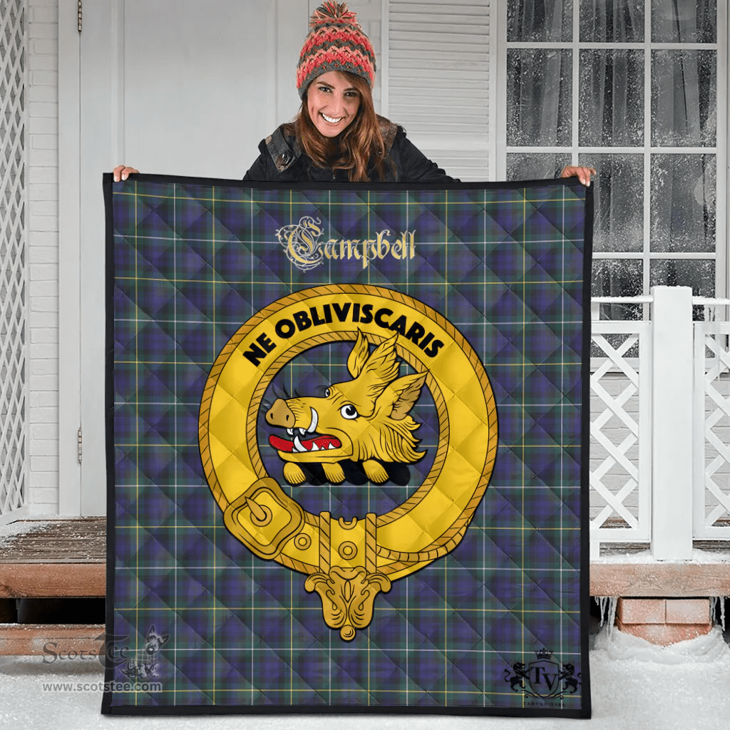 Scottish Campbell Argyll Modern Clan Tartan Quilt - Crest Gold Style Scottish Plaid Tartan Plaid