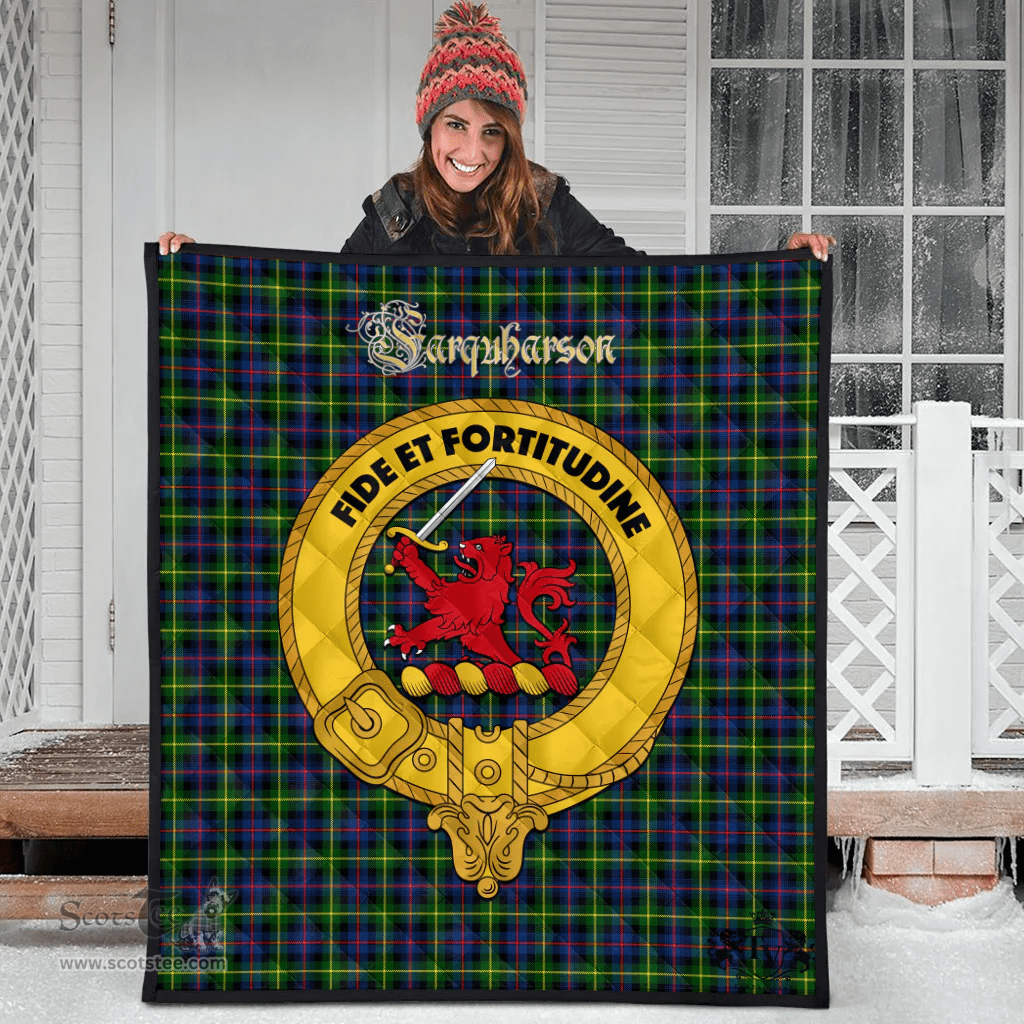 Scottish Farquharson Modern Clan Tartan Quilt - Crest Gold Style Scottish Plaid Tartan Plaid