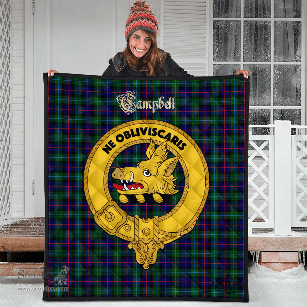 Scottish Campbell of Cawdor Modern Clan Tartan Quilt - Crest Gold Style Scottish Plaid Tartan Plaid