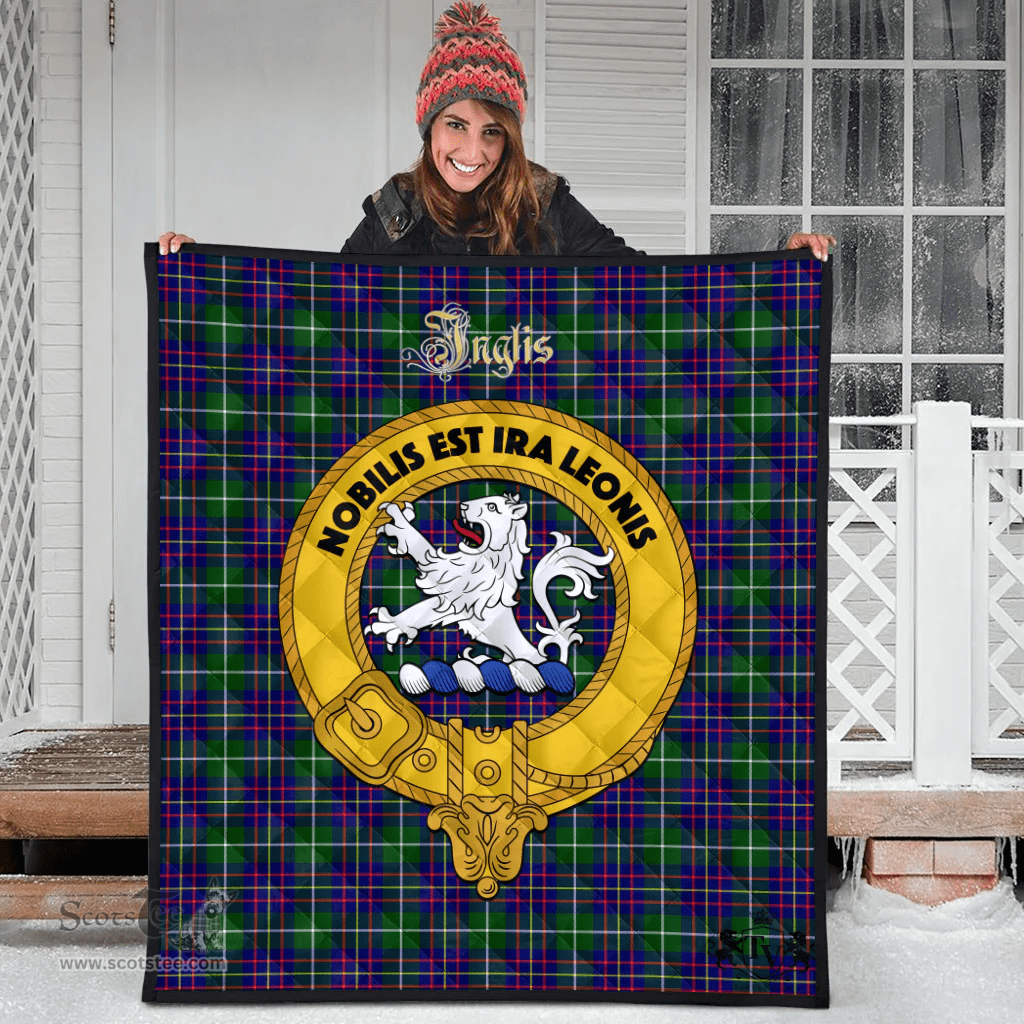 Scottish Inglis Modern Clan Tartan Quilt - Crest Gold Style Scottish Plaid Tartan Plaid