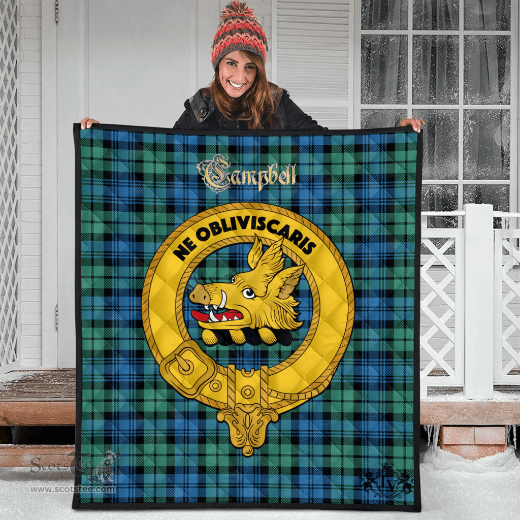 Scottish Campbell Ancient 01 Clan Tartan Quilt - Crest Gold Style Scottish Plaid Tartan Plaid