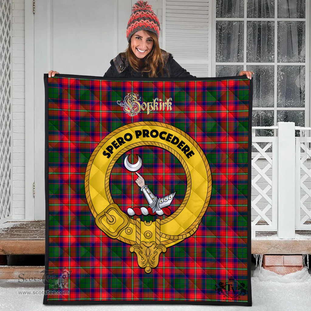 Scottish Hopkirk Clan Tartan Quilt - Crest Gold Style Scottish Plaid Tartan Plaid