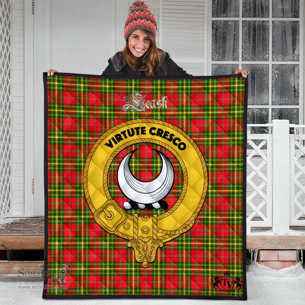 Scottish Leask Clan Tartan Quilt - Crest Gold Style Scottish Plaid Tartan Plaid