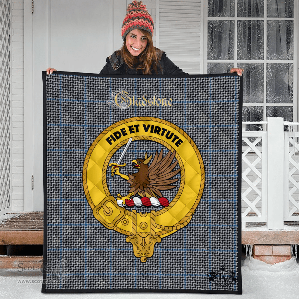 Scottish Gladstone Clan Tartan Quilt - Crest Gold Style Scottish Plaid Tartan Plaid