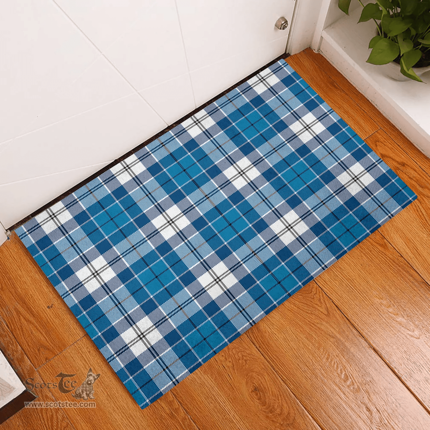Scottish Roberton Clan Tartan Rubber Door Mat - Classic Scottish Plaid Tartan Plaid