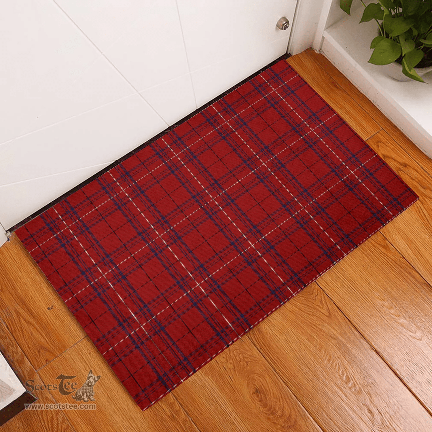 Scottish Rose of Kilravock Clan Tartan Rubber Door Mat - Classic Scottish Plaid Tartan Plaid