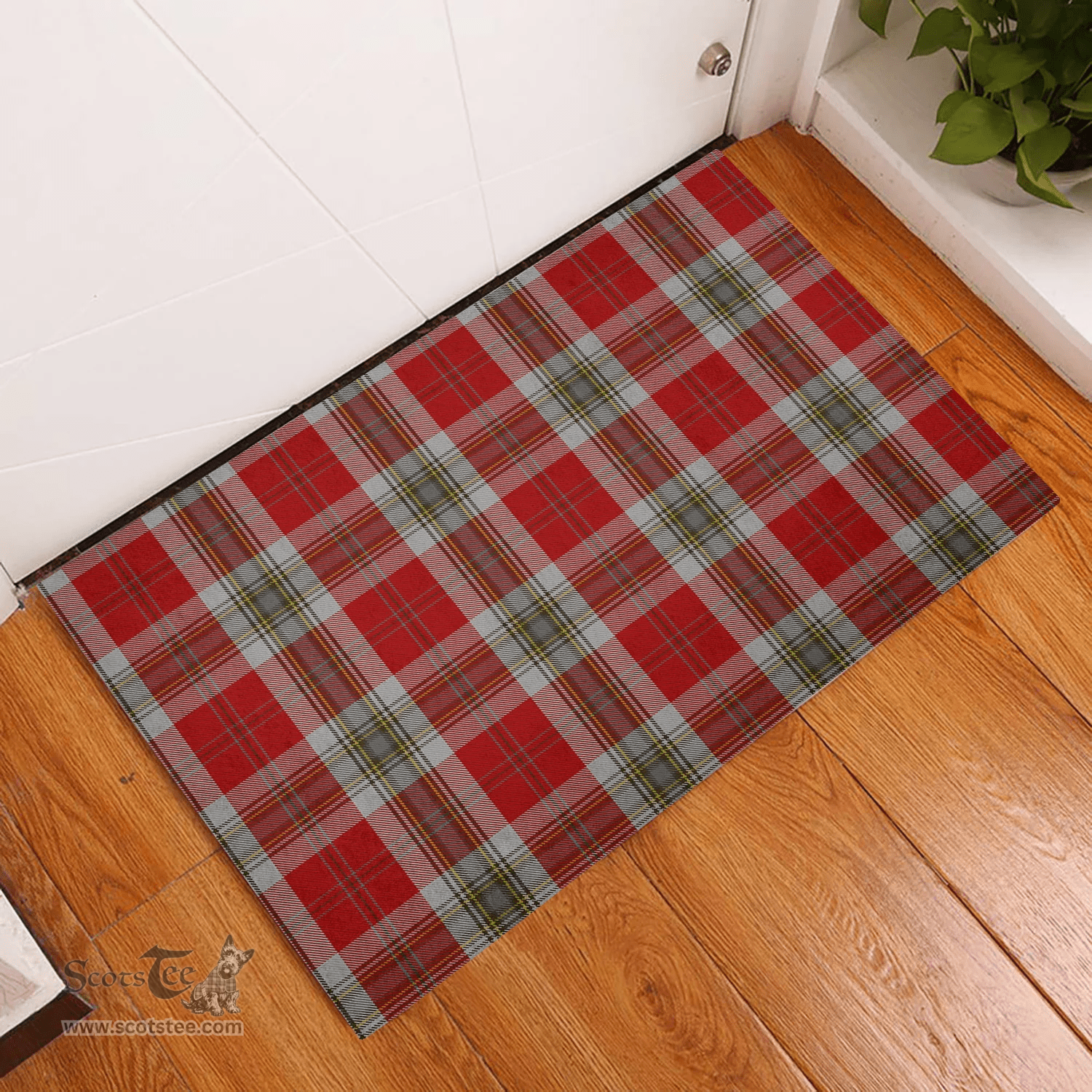 Scottish MacLean of Duart Dress Red Clan Tartan Rubber Door Mat - Classic Scottish Plaid Tartan Plaid