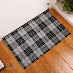 Scottish MacPherson of Cluny Black and White Clan Tartan Rubber Door Mat - Classic Scottish Plaid Tartan Plaid