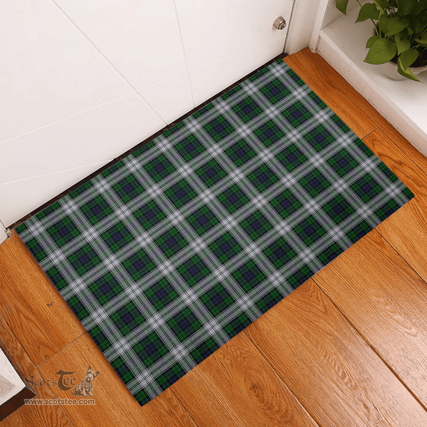 Scottish Blackwatch Dress (Symmetrical) Clan Tartan Rubber Door Mat - Classic Scottish Plaid Tartan Plaid