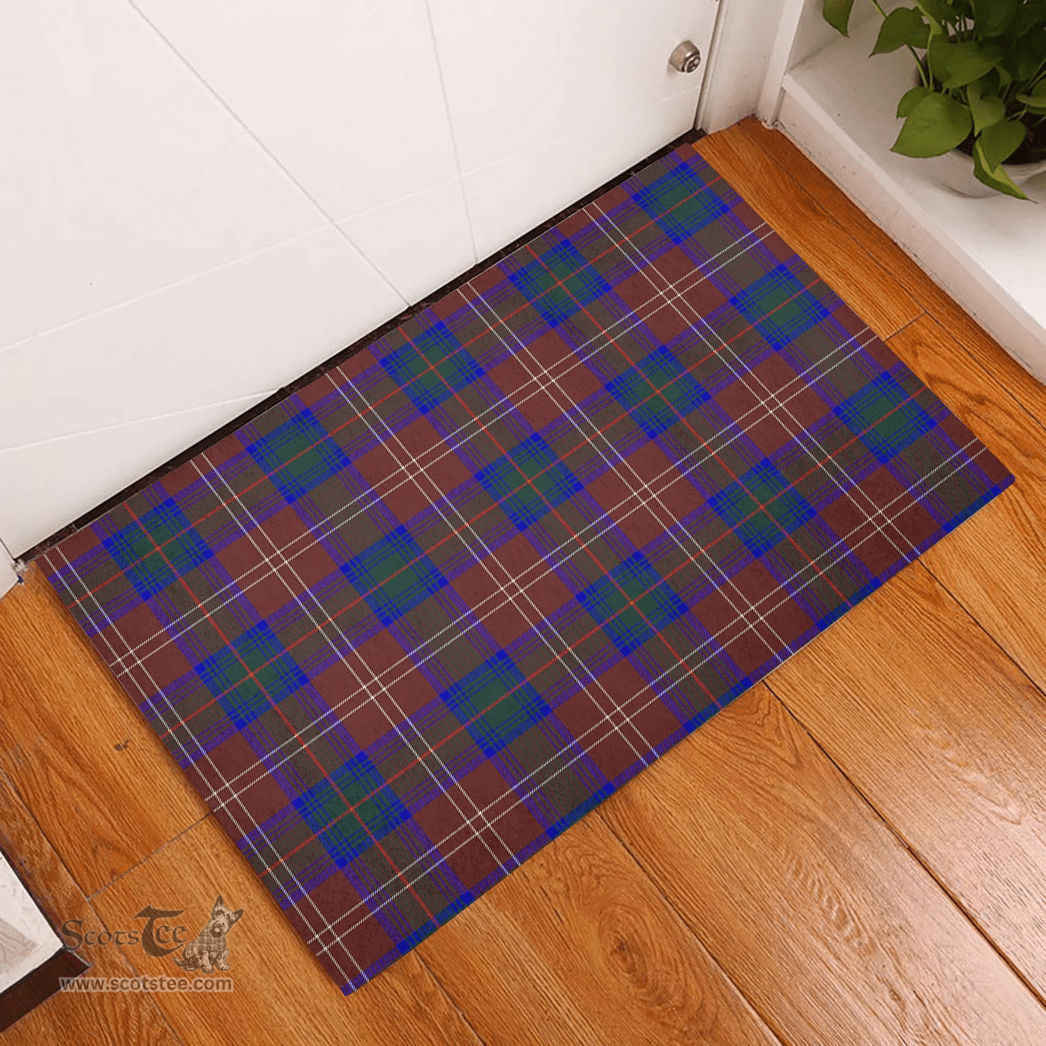 Scottish Chisholm Hunting Modern Clan Tartan Rubber Door Mat - Classic Scottish Plaid Tartan Plaid
