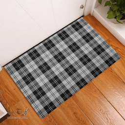 Scottish Erskine Black and White Clan Tartan Rubber Door Mat - Classic Scottish Plaid Tartan Plaid