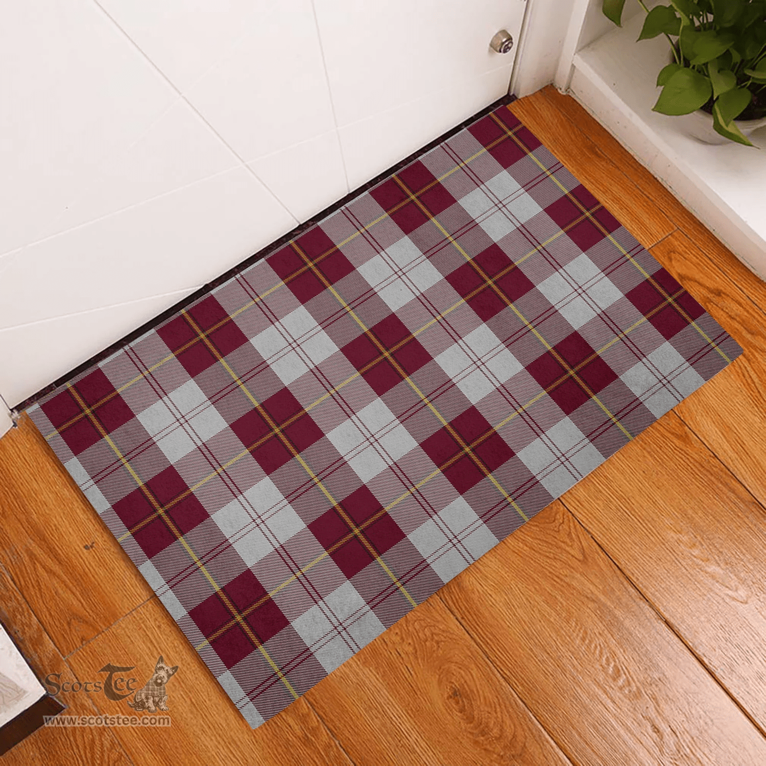 Scottish Cunningham Dress Burgundy (Dance) Clan Tartan Rubber Door Mat - Classic Scottish Plaid Tartan Plaid