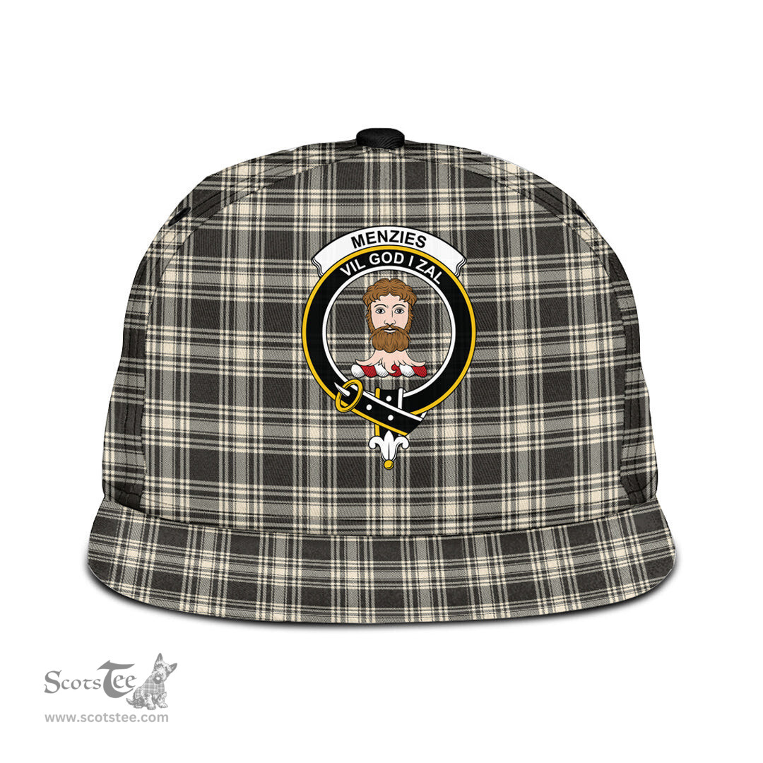 Scottish Menzies Black White Ancient Clan Tartan Snapback Hat - Crest Classic Scottish Plaid Tartan Plaid