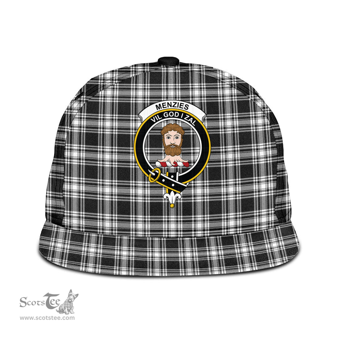 Scottish Menzies Black White Modern Clan Tartan Snapback Hat - Crest Classic Scottish Plaid Tartan Plaid