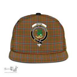 Scottish Seton Hunting Modern Clan Tartan Snapback Hat - Crest Classic Scottish Plaid Tartan Plaid