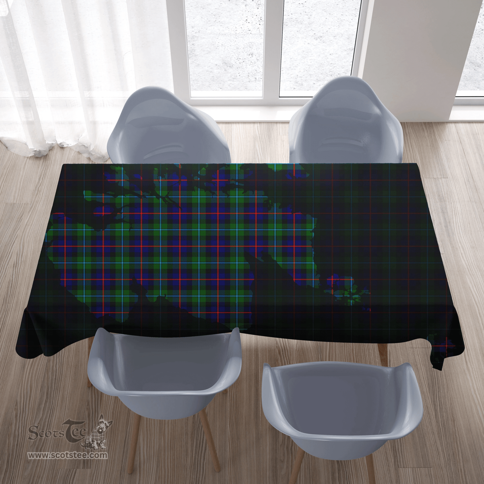 Scottish Campbell of Cawdor Modern Clan Tartan Tablecloth - Map Scotland Style Scottish Plaid Tartan Plaid
