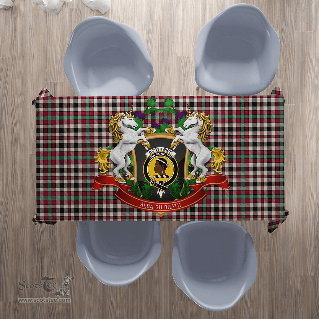 Scottish Borthwick Dress Ancient Clan Tartan Tablecloth - Unicorn Thistle Style Scottish Plaid Tartan Plaid