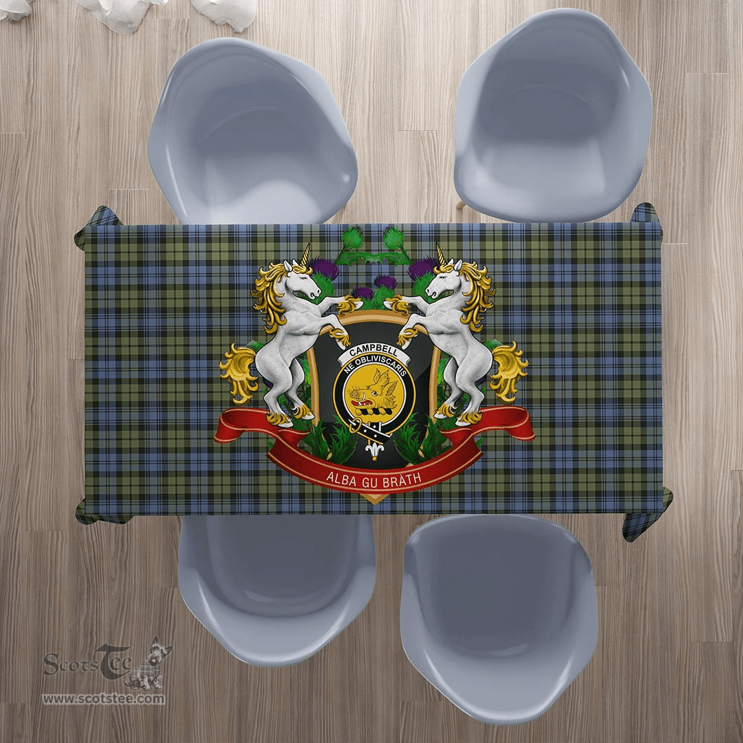 Scottish Campbell Faded Clan Tartan Tablecloth - Unicorn Thistle Style Scottish Plaid Tartan Plaid