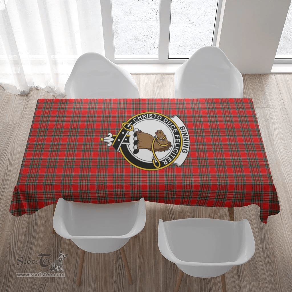 Scottish Binning (of Wallifoord) Clan Tartan Tablecloth - Crest Classic Scottish Plaid Tartan Plaid