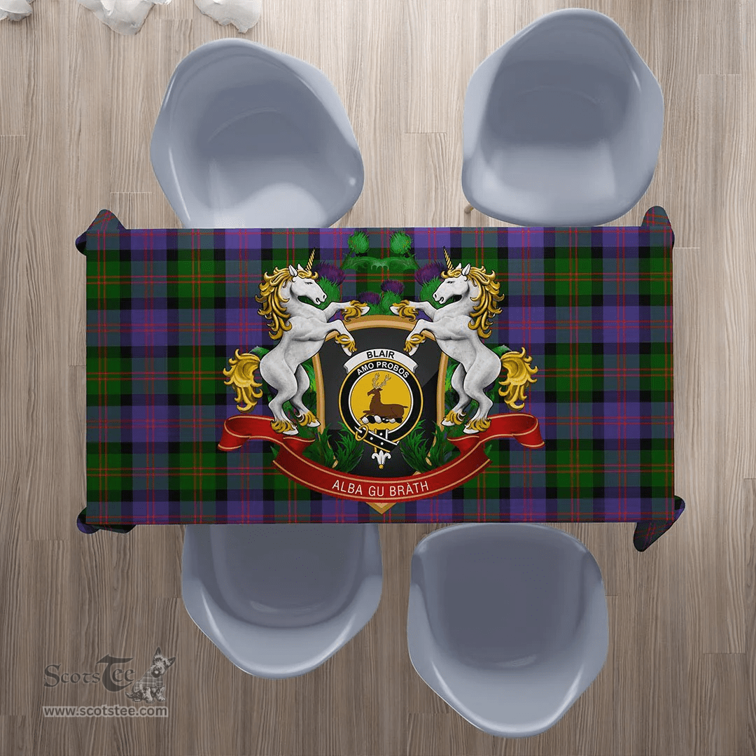 Scottish Blair Modern Clan Tartan Tablecloth - Unicorn Thistle Style Scottish Plaid Tartan Plaid