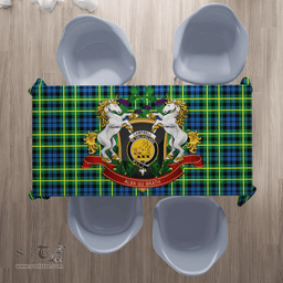 Scottish Campbell of Breadalbane Ancient Clan Tartan Tablecloth - Unicorn Thistle Style Scottish Plaid Tartan Plaid
