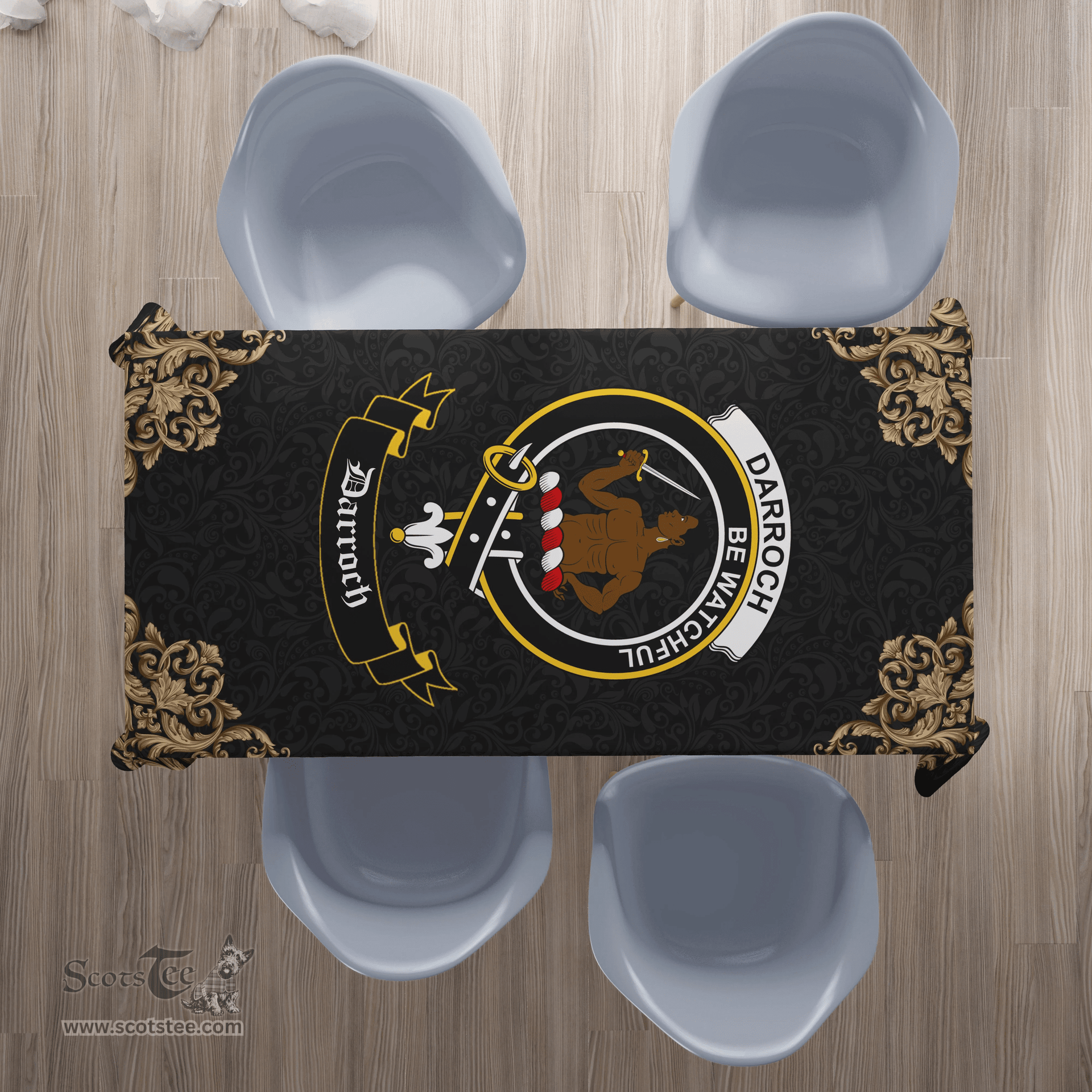 Scottish Darroch (of Gourock) Clan Tartan Tablecloth - Gold Style Scottish Plaid Tartan Plaid