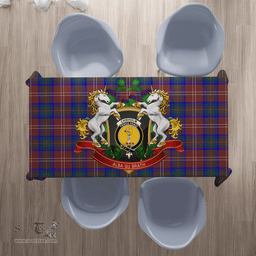 Scottish Chisholm Hunting Modern Clan Tartan Tablecloth - Unicorn Thistle Style Scottish Plaid Tartan Plaid