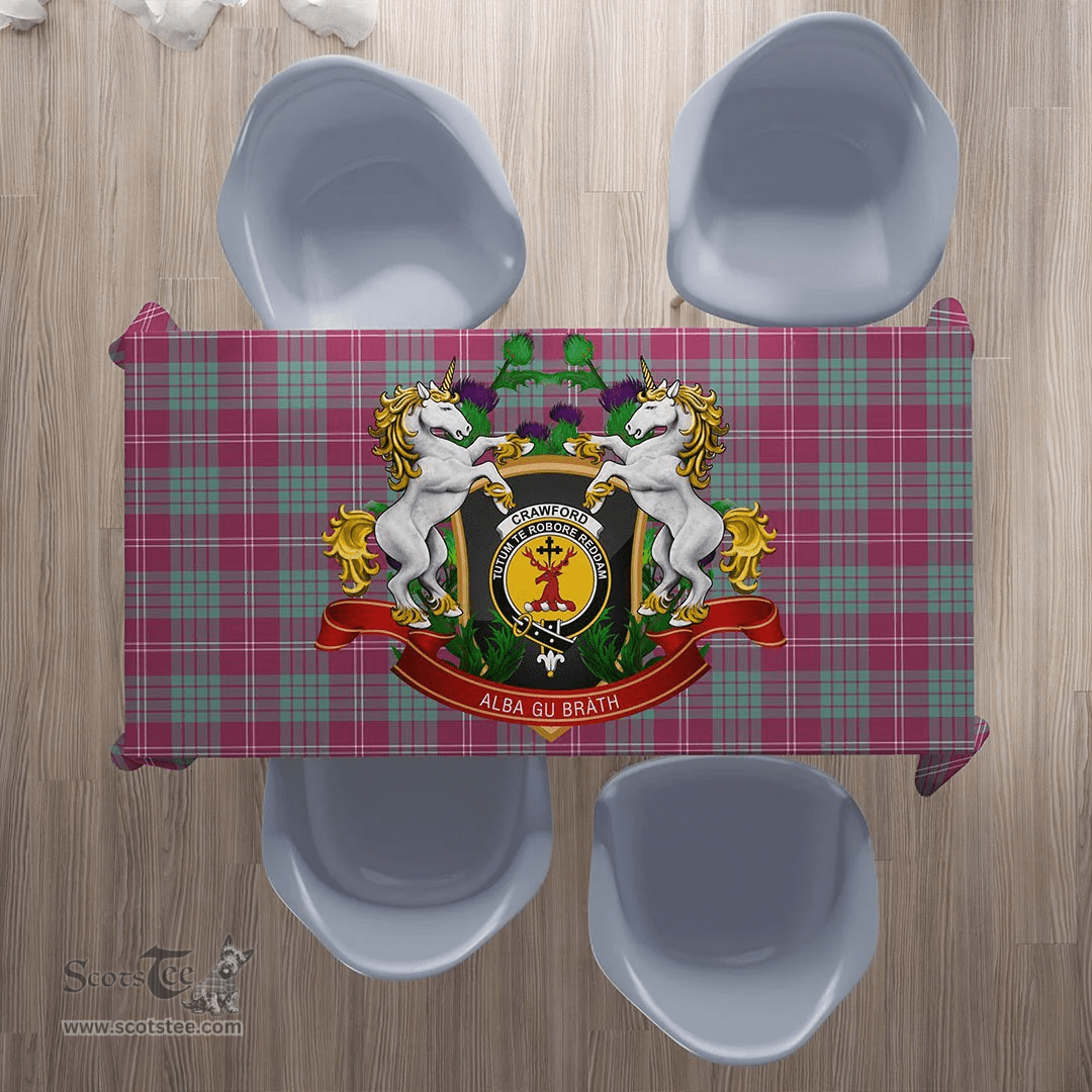 Scottish Crawford Ancient Clan Tartan Tablecloth - Unicorn Thistle Style Scottish Plaid Tartan Plaid
