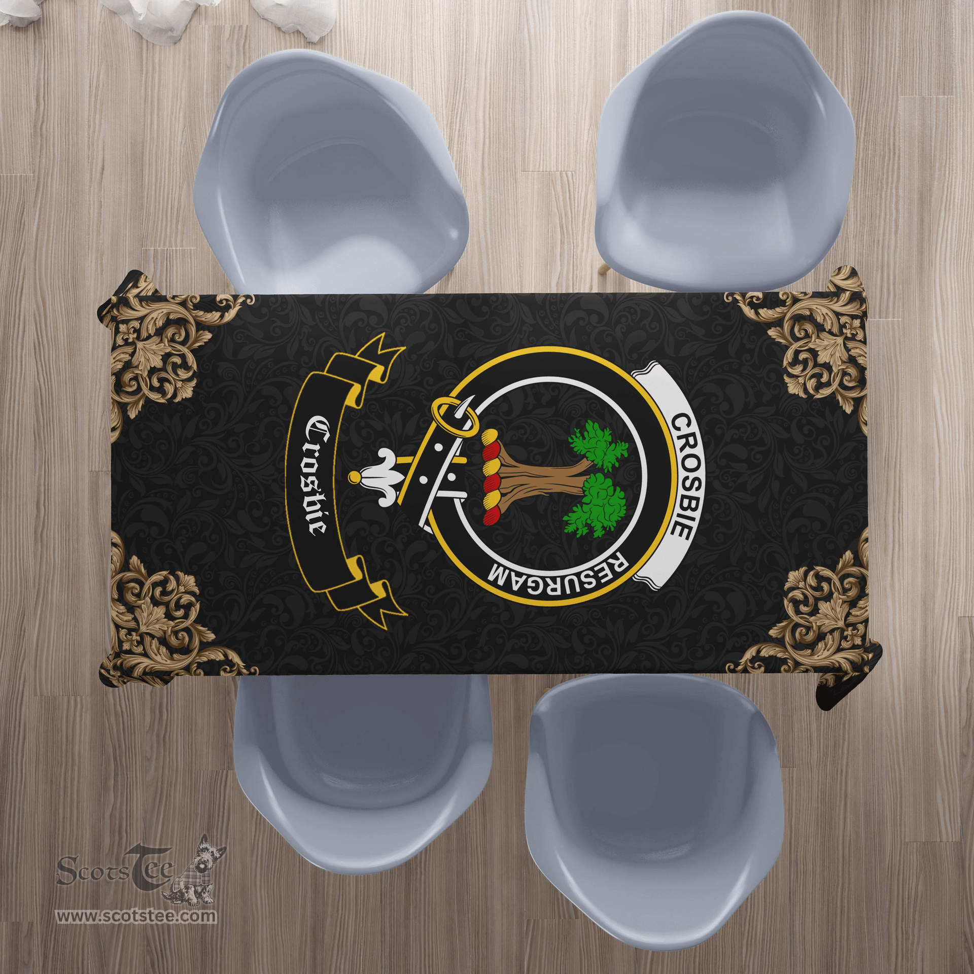 Scottish Crosbie (or Crosby) Clan Tartan Tablecloth - Gold Style Scottish Plaid Tartan Plaid