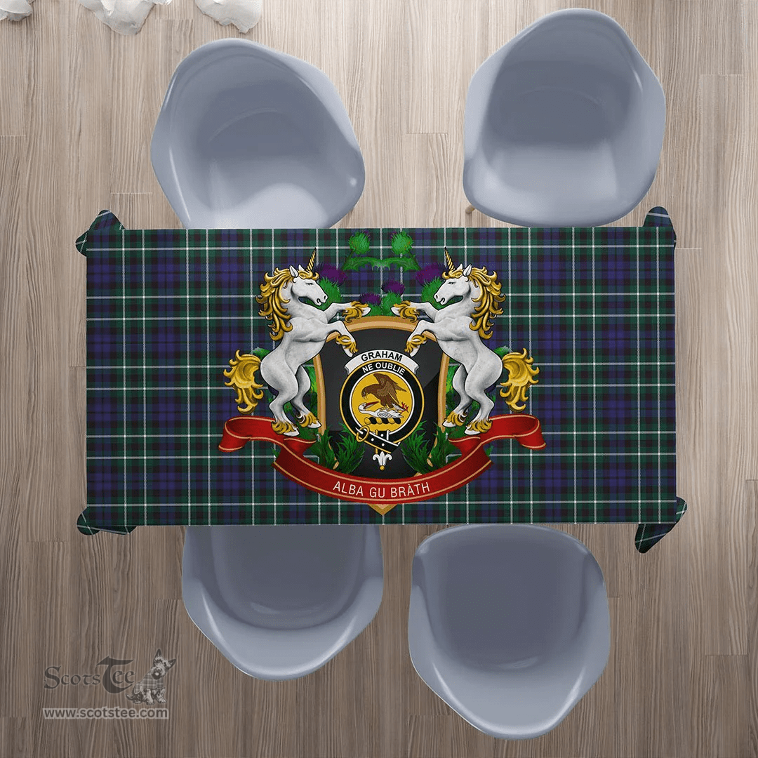 Scottish Graham of Montrose Modern Clan Tartan Tablecloth - Unicorn Thistle Style Scottish Plaid Tartan Plaid