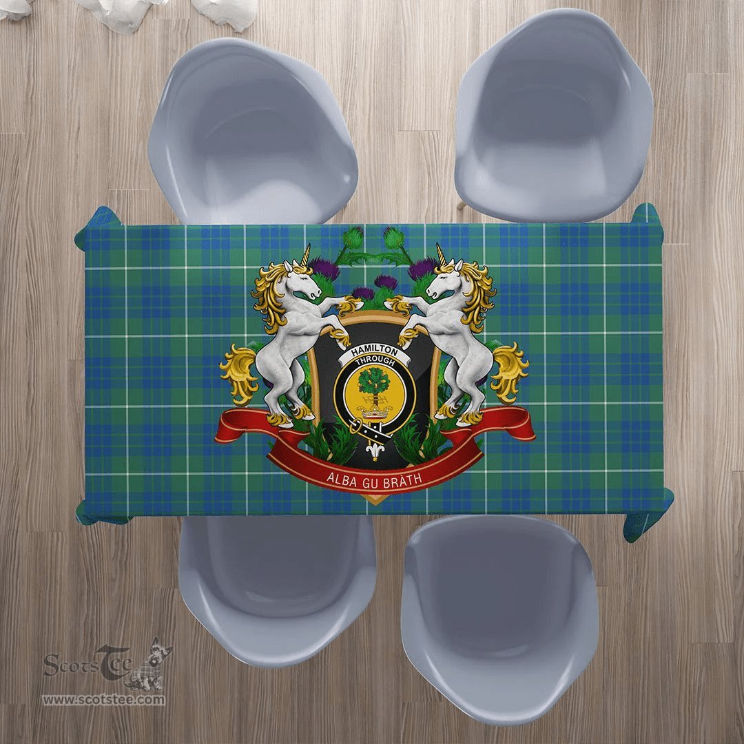 Scottish Hamilton Hunting Ancient Clan Tartan Tablecloth - Unicorn Thistle Style Scottish Plaid Tartan Plaid