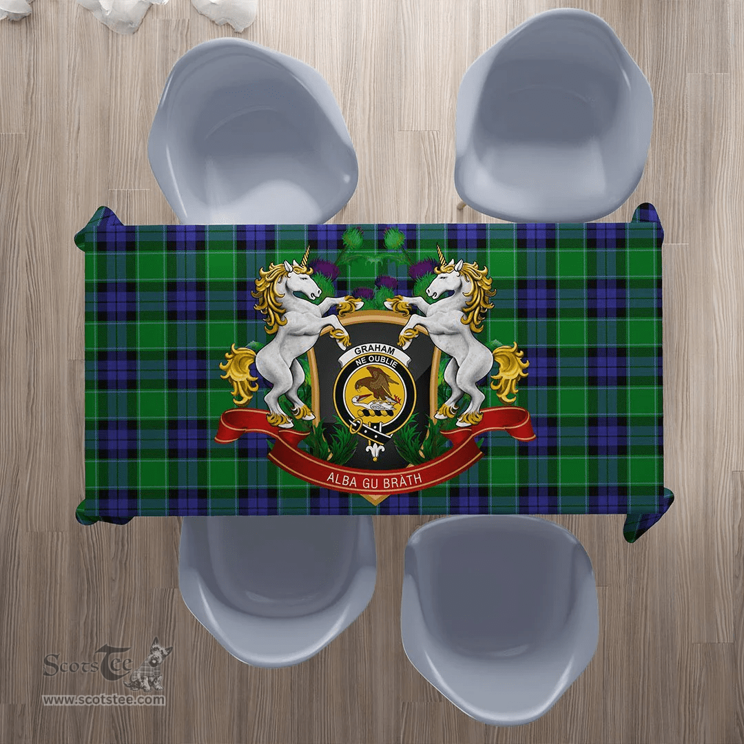 Scottish Graham of Menteith Modern Clan Tartan Tablecloth - Unicorn Thistle Style Scottish Plaid Tartan Plaid