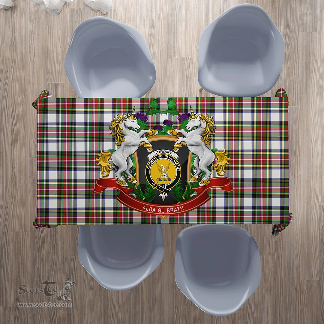 Scottish Stewart Dress Modern Clan Tartan Tablecloth - Unicorn Thistle Style Scottish Plaid Tartan Plaid