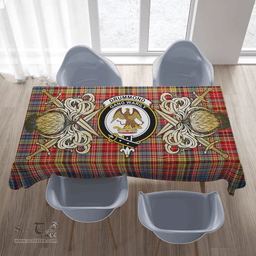 Scottish Tablecloth Drummond of Strathallan Clan Crest Courage Symbol Special Version Scottish Plaid Tartan Plaid