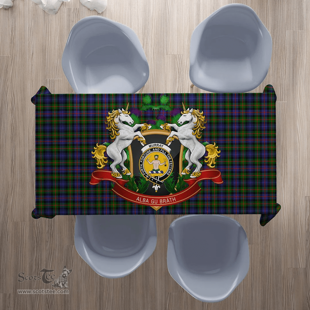 Scottish Murray of Atholl Modern Clan Tartan Tablecloth - Unicorn Thistle Style Scottish Plaid Tartan Plaid