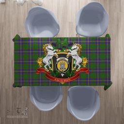 Scottish Strange of Balkaskie Clan Tartan Tablecloth - Unicorn Thistle Style Scottish Plaid Tartan Plaid