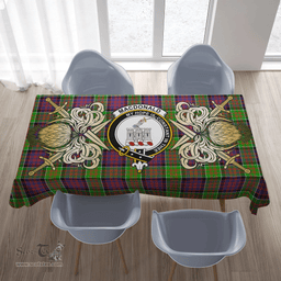 Scottish Tablecloth MacDonald of Clanranald Clan Crest Courage Symbol Special Version Scottish Plaid Tartan Plaid