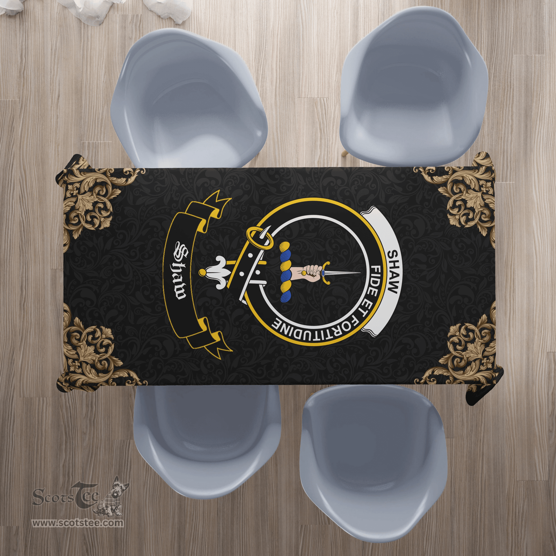 Scottish Shaw (of Tordarroch) Clan Tartan Tablecloth - Gold Style Scottish Plaid Tartan Plaid