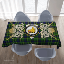 Scottish Tablecloth Campbell of Breadalbane Modern Clan Crest Courage Symbol Special Version Scottish Plaid Tartan Plaid