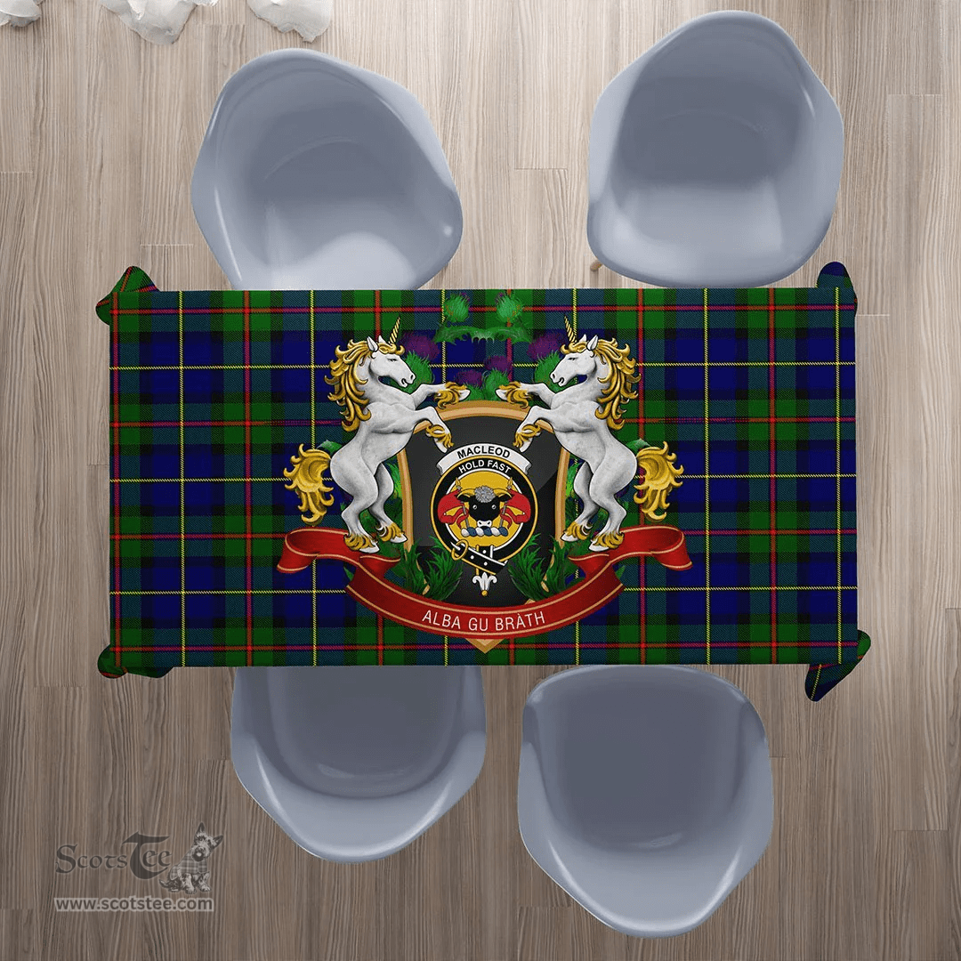 Scottish MacLeod of Harris Modern Clan Tartan Tablecloth - Unicorn Thistle Style Scottish Plaid Tartan Plaid