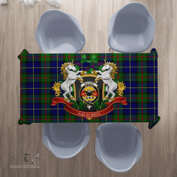 Scottish MacLeod of Harris Modern Clan Tartan Tablecloth - Unicorn Thistle Style Scottish Plaid Tartan Plaid