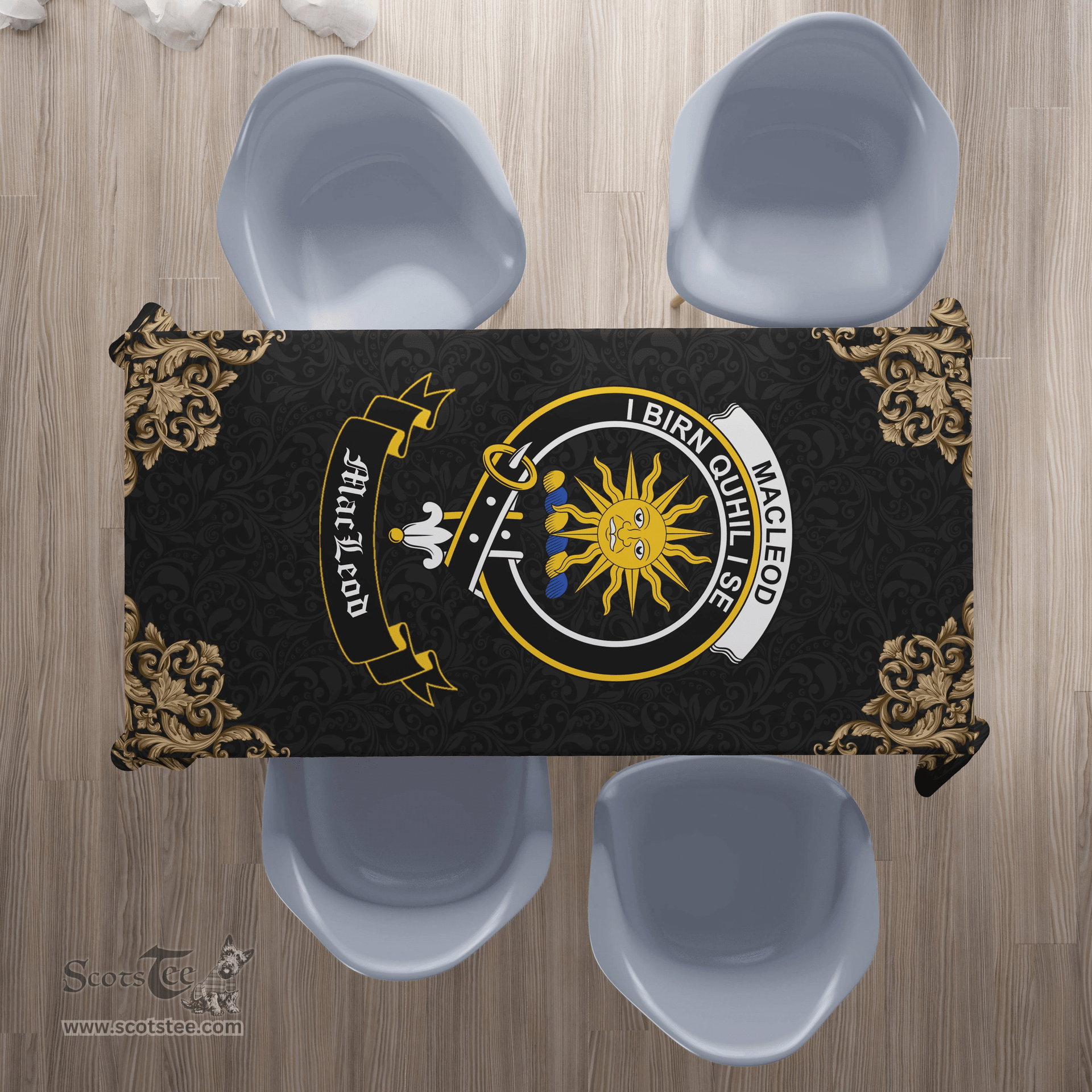 Scottish MacLeod (of Lewis) Clan Tartan Tablecloth - Gold Style Scottish Plaid Tartan Plaid