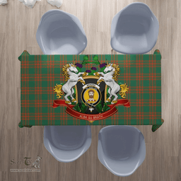 Scottish Menzies Green Ancient Clan Tartan Tablecloth - Unicorn Thistle Style Scottish Plaid Tartan Plaid