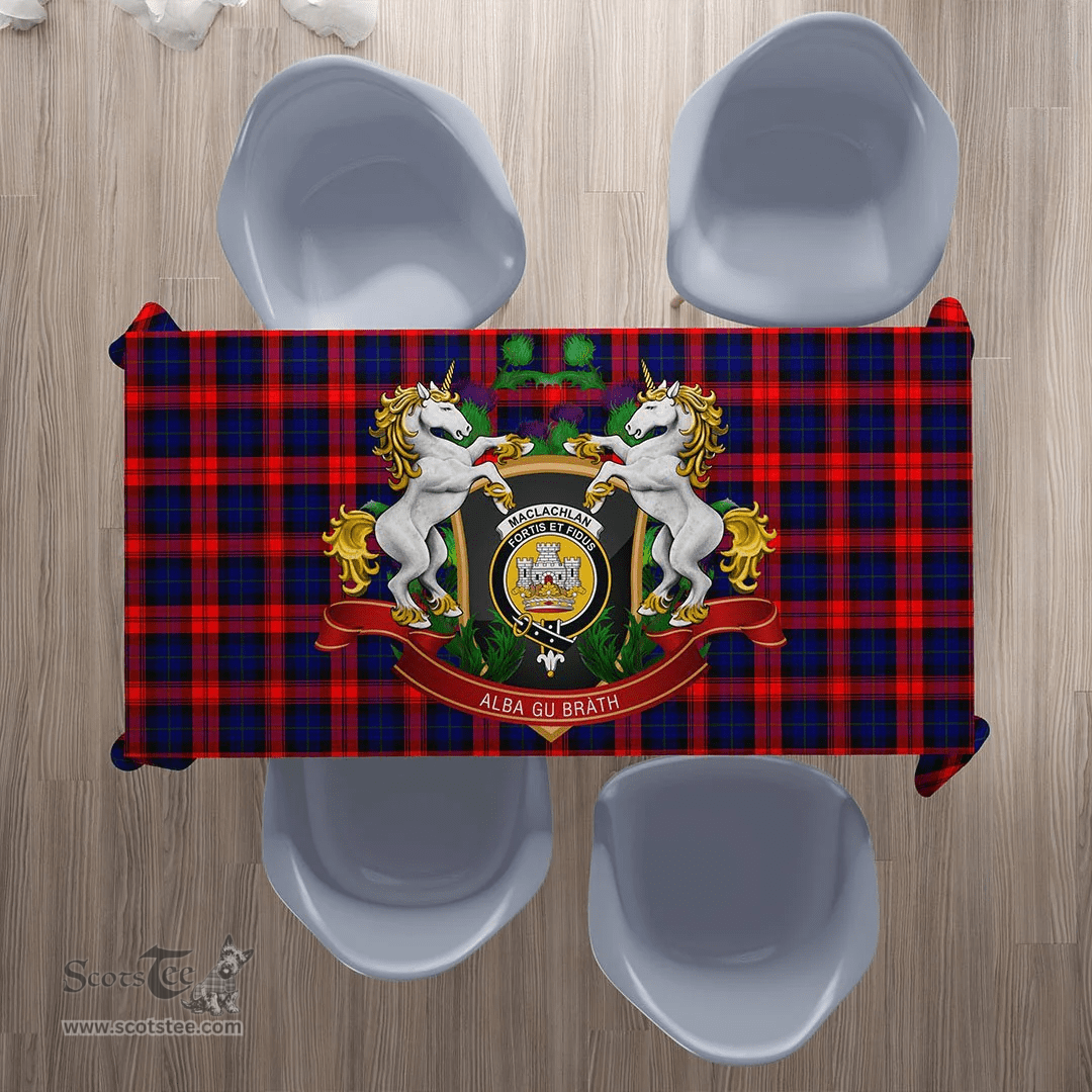 Scottish MacLachlan Modern Clan Tartan Tablecloth - Unicorn Thistle Style Scottish Plaid Tartan Plaid